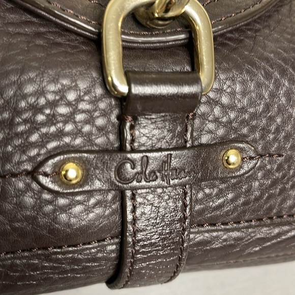 Cole Haan Village H06 Pebble Leather Tassel Dark Brown Shoulder Bag - Picture 11 of 16